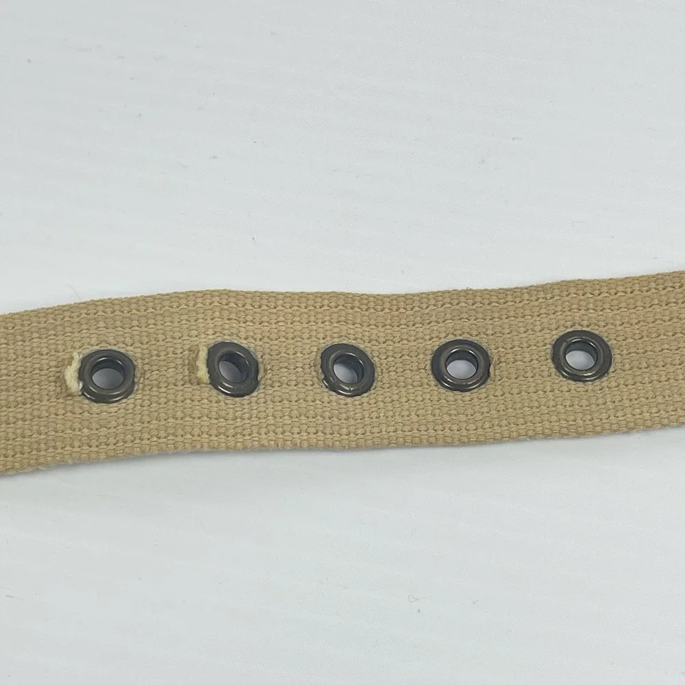 Fossil Utility Woven Cloth Belt‎ Size 40 Men's Beige Tan Brown Leather Accent